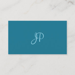 Modern Calligraphy Script Turquoise Plain Trendy Business Card