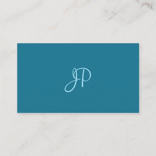 Modern Calligraphy Script Turquoise Plain Trendy Business Card (Front)