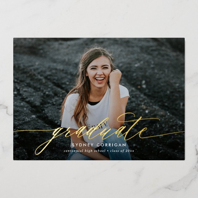 Modern Calligraphy Script Two Photo Graduation (Front)