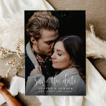 Modern Calligraphy Script Two Photo QR Code Save The Date<br><div class="desc">Modern Calligraphy Script Two Photo QR Code Save the Date features a bold and modern calligraphy on a full bleed photo wedding invitation.</div>