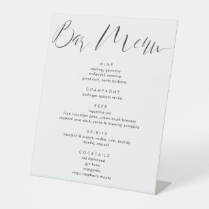 Modern Calligraphy Script Wedding Drinks Menu  Pedestal Sign