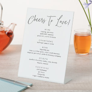 Modern Calligraphy Script Wedding Drinks Menu Pedestal Sign