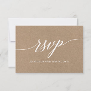 Modern Calligraphy Script Wedding Kraft Meal RSVP Card