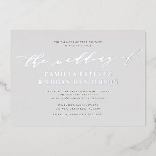Modern Calligraphy Script Wedding Pale Grey Silver