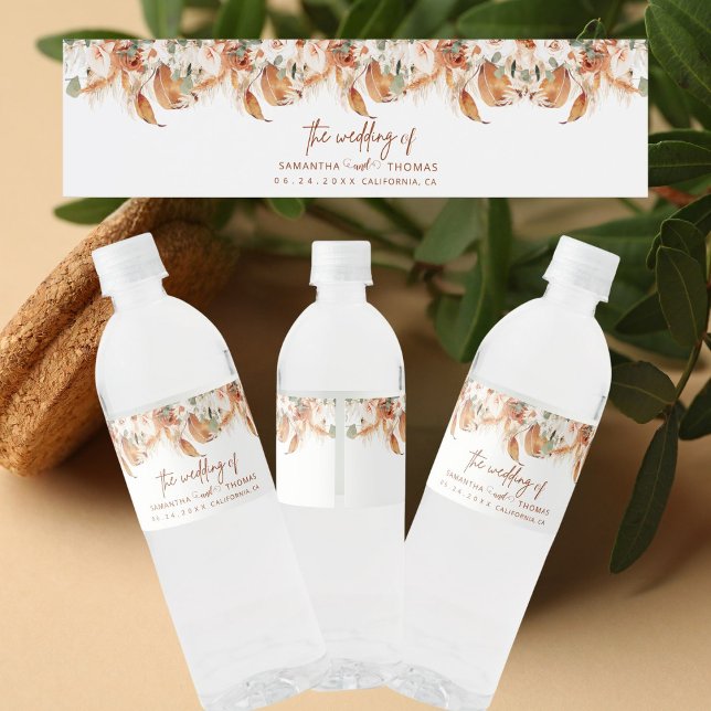 modern calligraphy script Wedding  Water Bottle Label (Creator Uploaded)