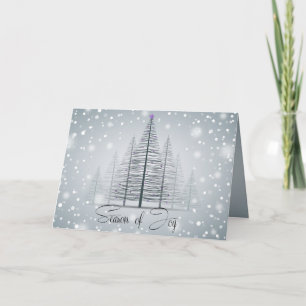 Modern Calligraphy Season of Joy Winter Trees Holiday Card