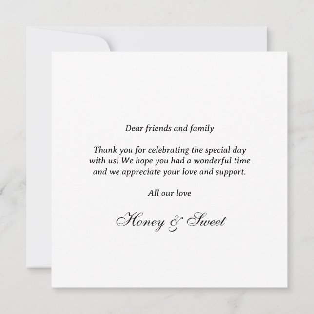 Modern Calligraphy Simple Custom Wedding Thank You Card (Back)