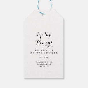 Modern Calligraphy Sip Sip Hooray Bridal Shower Gift Tags