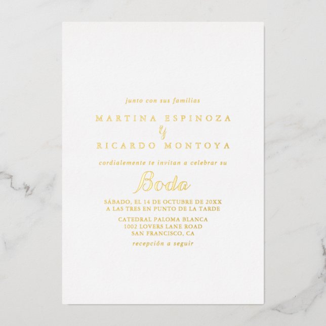 Modern Calligraphy Spanish Wedding  Gold (Front)