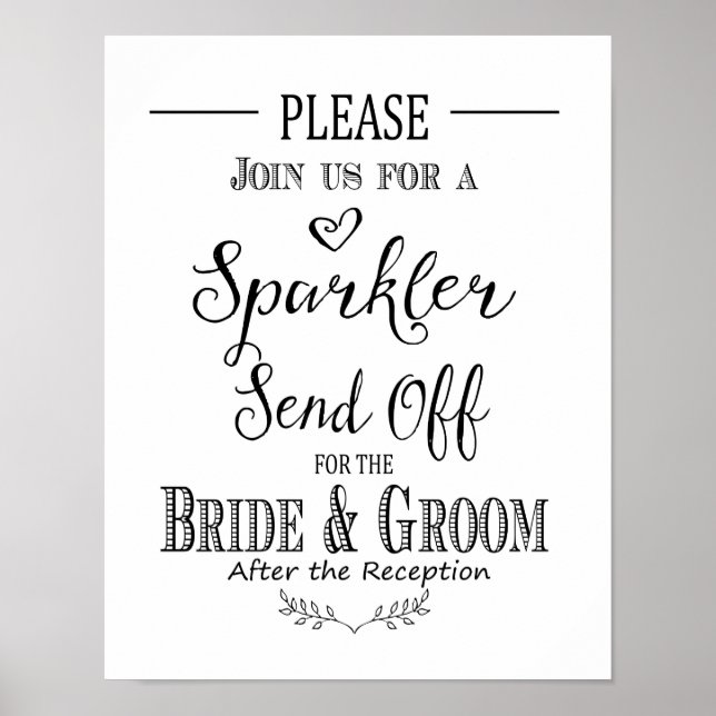 Modern calligraphy Sparkler send off print (Front)