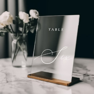 Modern Calligraphy Table Six Table Number Window Cling