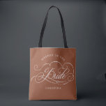 Modern calligraphy Terracotta Mother of the Bride Tote Bag<br><div class="desc">A timeless and elegant mother of the bride gift tote bag featuring refined calligraphy script on a classic background,  perfect for a formal and sophisticated wedding celebration. For customization or additional products featuring this design,  please feel free to contact me.</div>
