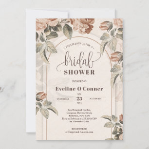 Modern calligraphy terracotta roses sage arch invitation