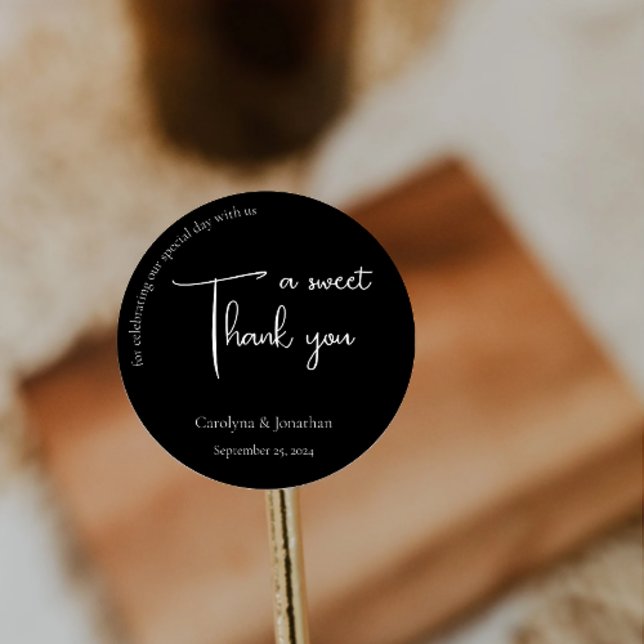 Modern Calligraphy Thank You Classic Round Sticker (Creator Uploaded)