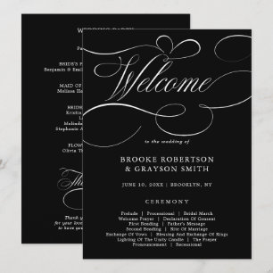 Modern calligraphy timeless Black Program Card