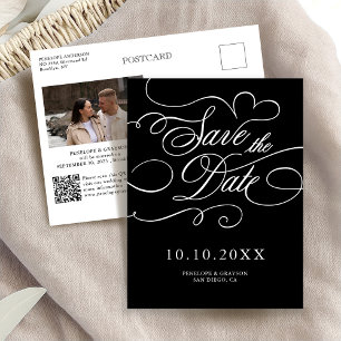 Modern calligraphy timeless black Save the Date Postcard