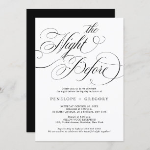 Modern calligraphy timeless black the night before invitation