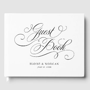 Modern calligraphy timeless Black & white wedding Guest Book