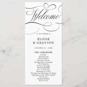 Modern calligraphy timeless black white wedding program