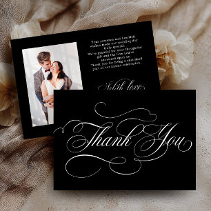 Modern calligraphy timeless Black & white wedding Thank You Card