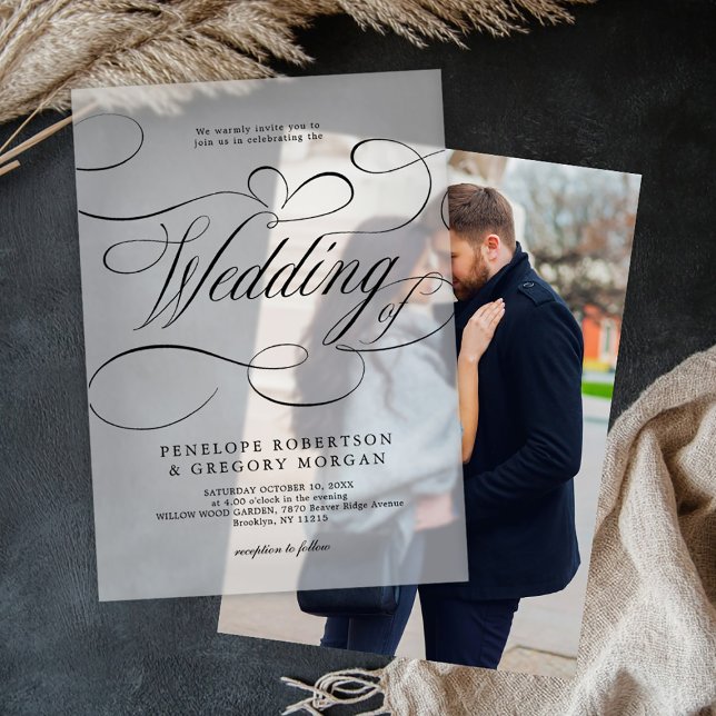 Modern calligraphy timeless Black & white wedding Vellum Invitations (Modern calligraphy timeless Black & white wedding Vellum Invitations)
