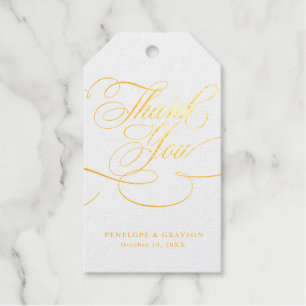 Modern calligraphy timeless gold and white wedding gift tags