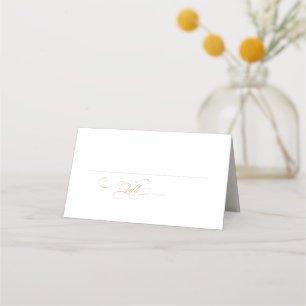 Modern calligraphy timeless gold and white wedding place card