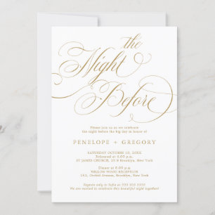 Modern calligraphy timeless gold the night before invitation