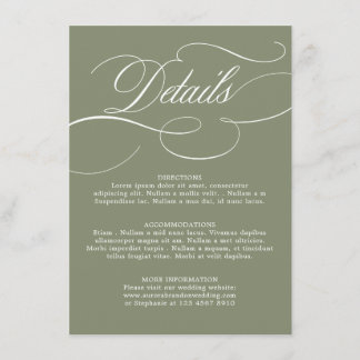 Modern calligraphy timeless Sage Green wedding Enclosure Card