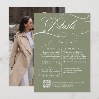 Modern Calligraphy Timeless Sage Green Wedding Enclosure Card