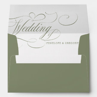 Modern calligraphy timeless Sage Green wedding Envelope