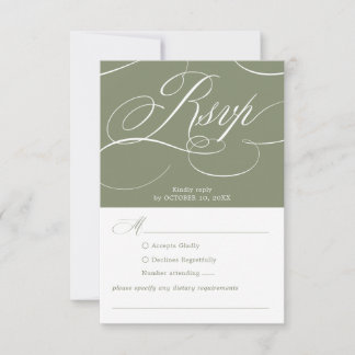 Modern calligraphy timeless  Sage Green wedding RSVP Card