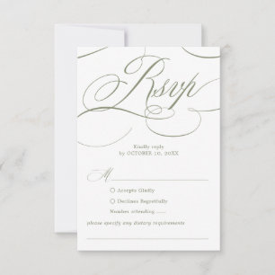 Modern calligraphy timeless Sage Green wedding RSVP Card