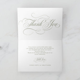 Modern calligraphy timeless Sage Green wedding Thank You Card