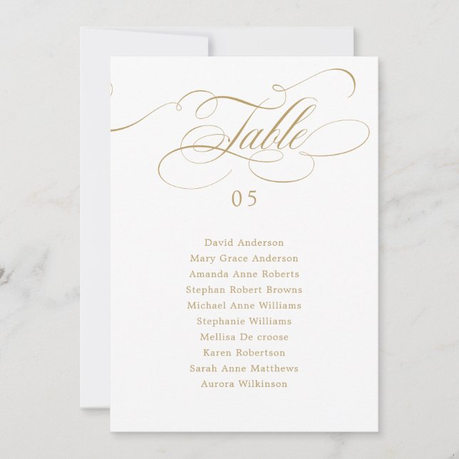 Modern calligraphy timeless Seating Chart Card (Front)
