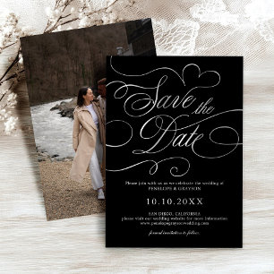 Modern calligraphy timeless Silver Save the Date