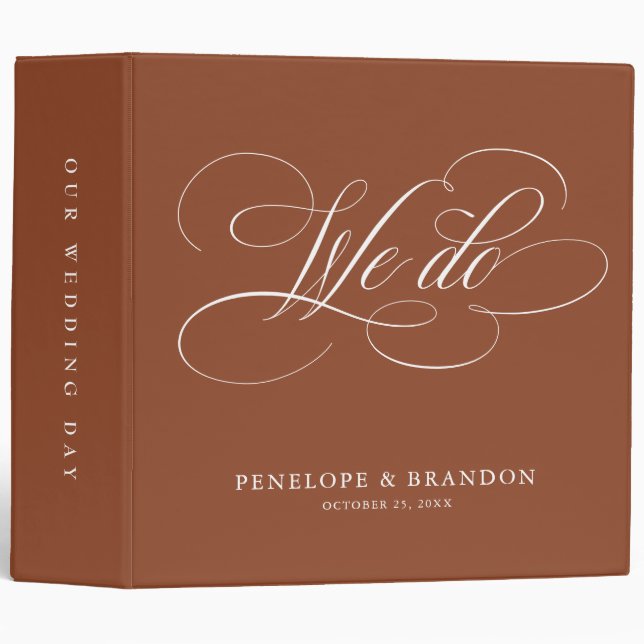 Modern calligraphy timeless terracotta wedding binder (Front/Spine)