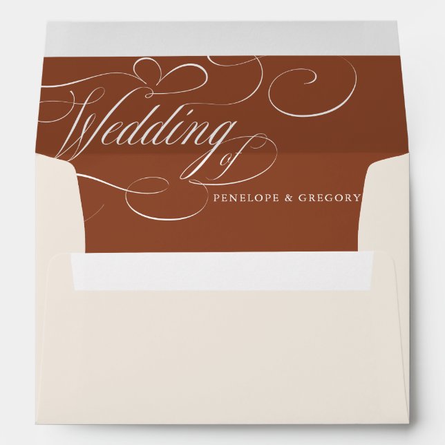 Modern Calligraphy Timeless Terracotta Wedding Envelope (Back (Bottom))