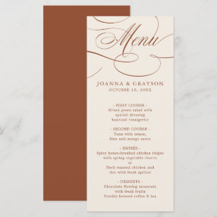Modern Calligraphy Timeless Terracotta Wedding Menu
