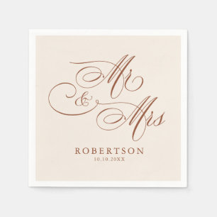 Modern calligraphy timeless terracotta  wedding napkin