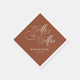 Modern calligraphy timeless Terracotta wedding Napkin