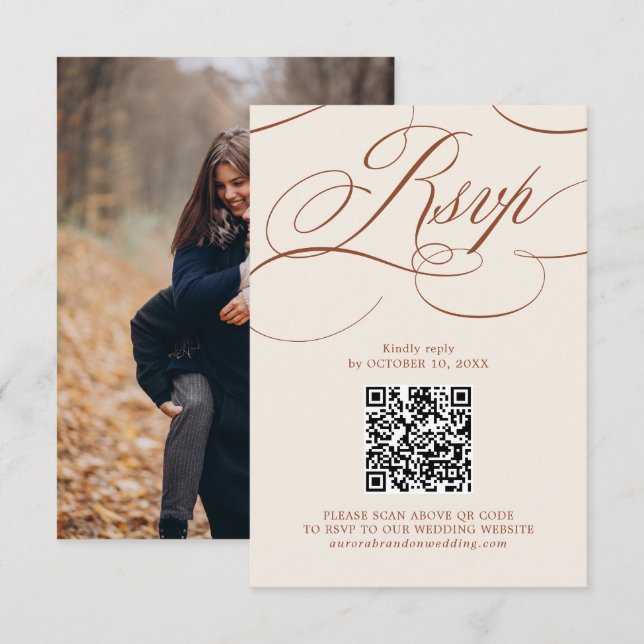 Modern Calligraphy Timeless Terracotta Wedding RSVP Card (Front/Back)