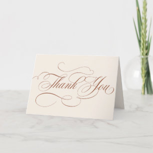 Modern calligraphy timeless terracotta wedding thank you card