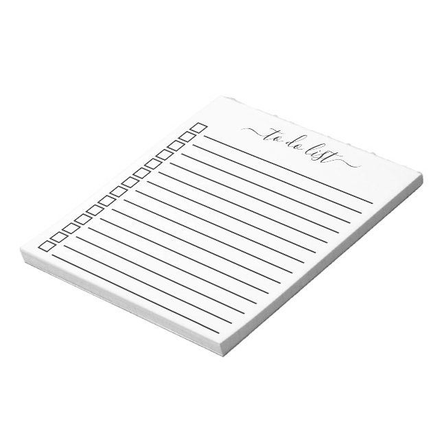 Modern Calligraphy To Do List with Check Boxes Notepad (Rotated)