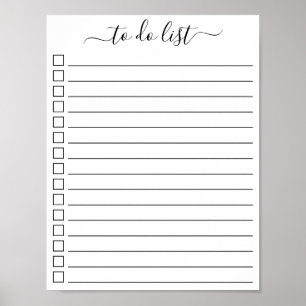Modern Calligraphy To Do List with Check Boxes Poster