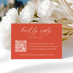 Modern Calligraphy Verona Sunset QR Code Wedding RSVP Card