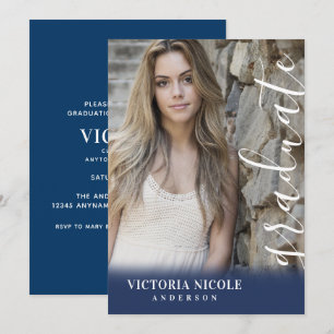 Modern Calligraphy Vertical Photo Graduation Invitation