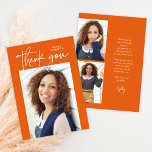 Modern Calligraphy Vertical Two Photo Graduation Thank You Card<br><div class="desc">Modern Calligraphy Vertical Two Photo Graduation Thank You Card features a fun and modern type,  along with your graduation photo. Add your note of thanks on the back,  or leave blank for a handwritten message.</div>