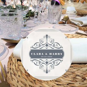 Modern calligraphy vintage floral wedding  coaster