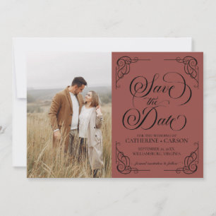 Modern Calligraphy Vintage Photo Save The Date